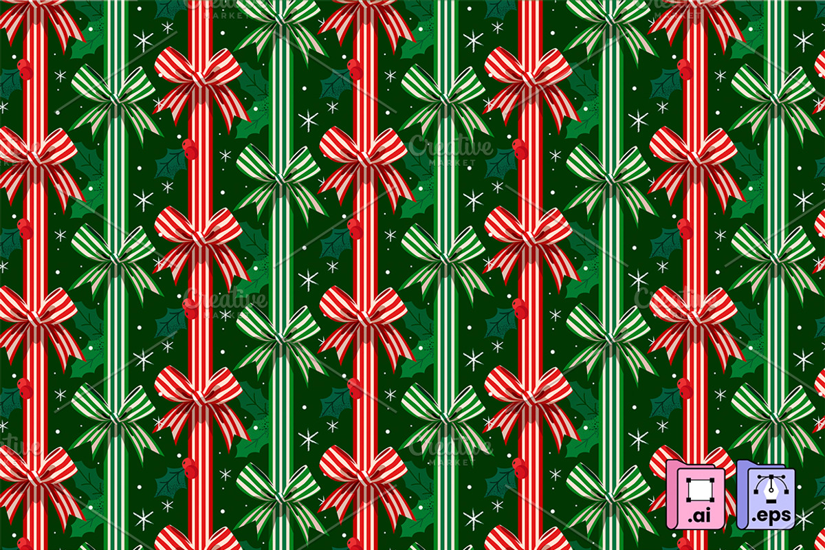 Red Green Festive Ribbon Stripes, a Pattern Graphic by MISS CHATZ (Photo 2 of 3)