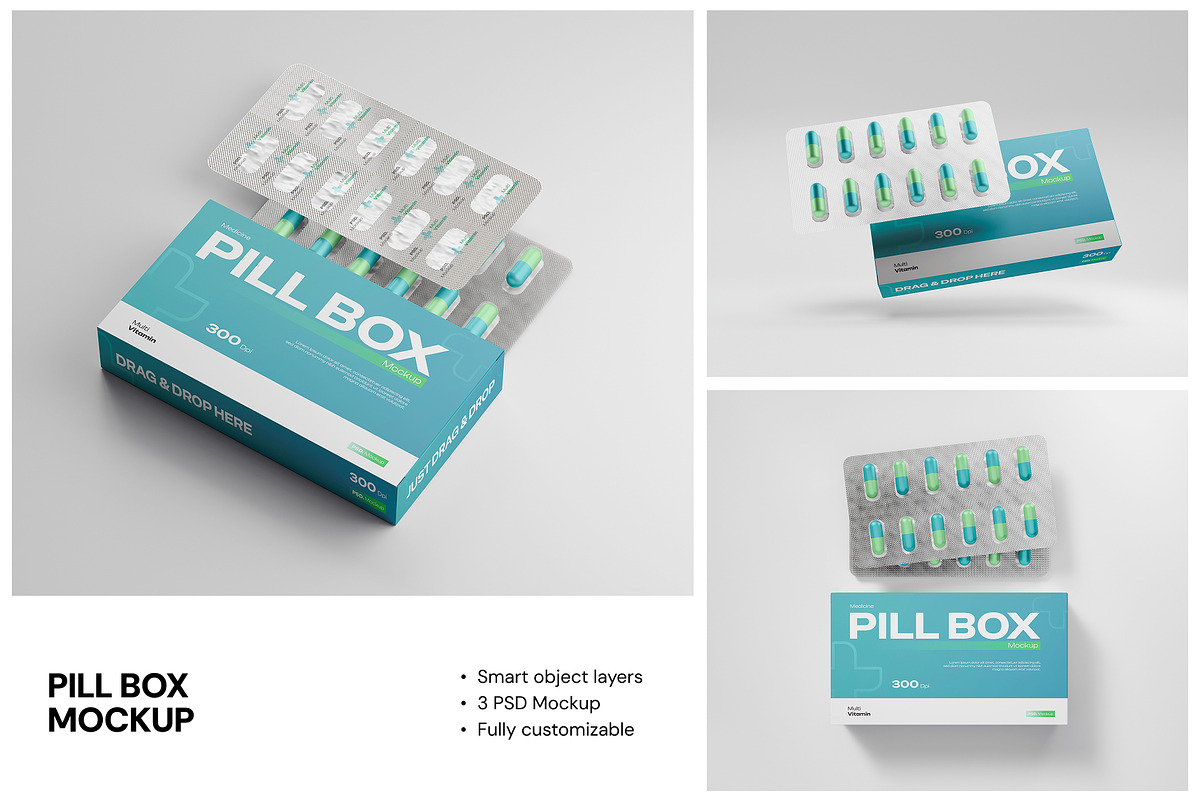 Pill Box Mockup, a Packaging Mockup by Budogol Studio (Photo 1 of 4)