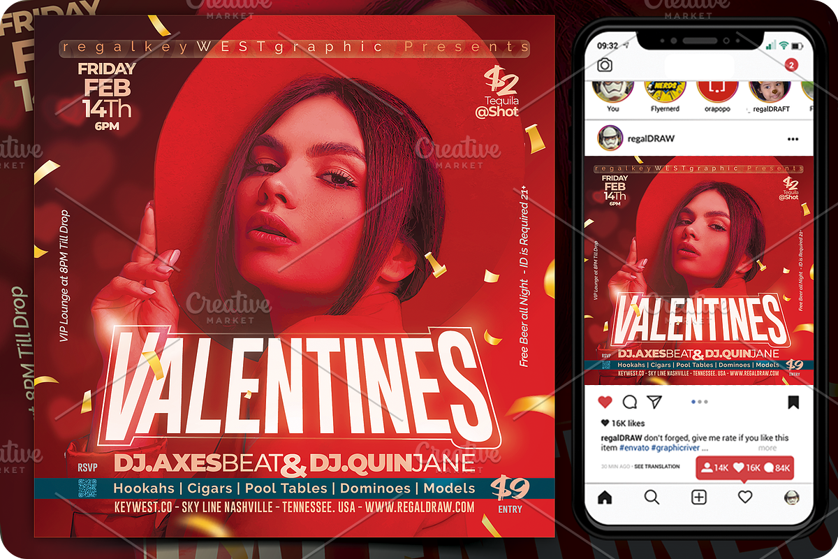 Valentines Day Flyer, a Flyer Template by regalDRAW (Photo 1 of 3)
