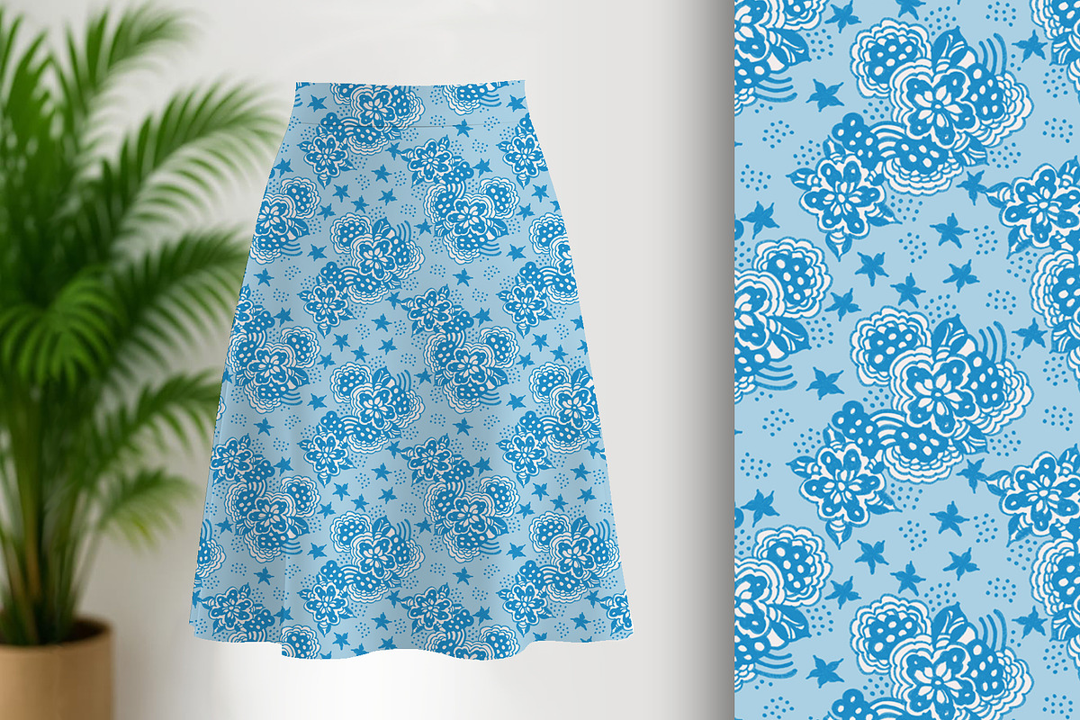 Hand Drawn Floral in Blue, a Pattern Graphic by Sharon Schwalbe (Photo 1 of 5)