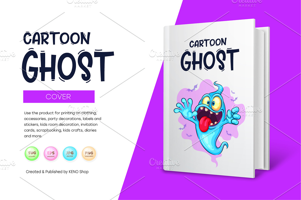 Cute cartoon ghost. Tshirt, PNG., a Person Illustration by KENO Mascots (Photo 3 of 9)