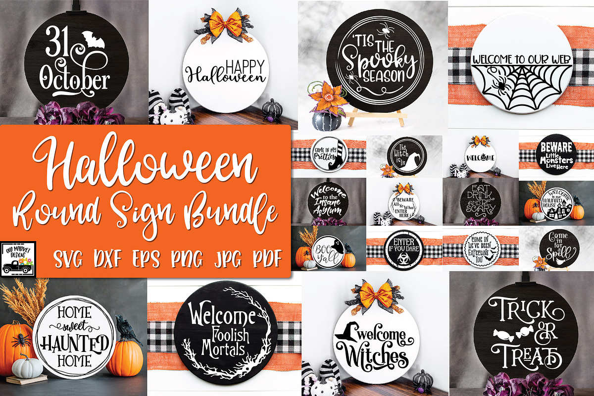 Halloween Door Signs SVG Bundle, an Illustration by OldMarket Designs (Photo 1 of 10)