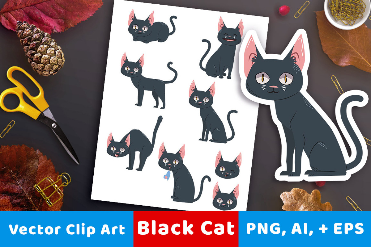 Black Cat Clipart- Halloween Clipart, an Animal Illustration by The Digital Download Shop (Photo 1 of 4)