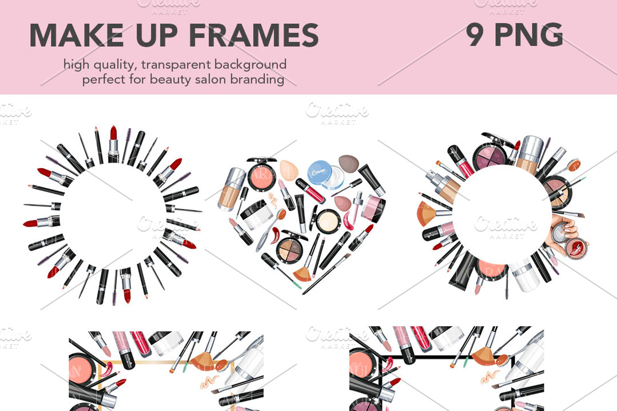 Makeup Clipart, Cosmetics Frames, a Texture Illustration by Serghei Caraulan (Photo 2 of 3)