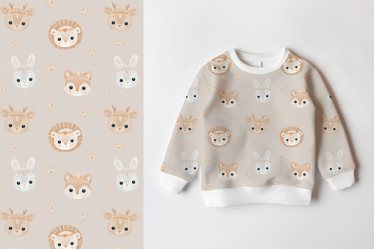 Boho Baby Animals – Clipart+Patterns, a Pattern Graphic by tetiartline (Photo 5 of 7)