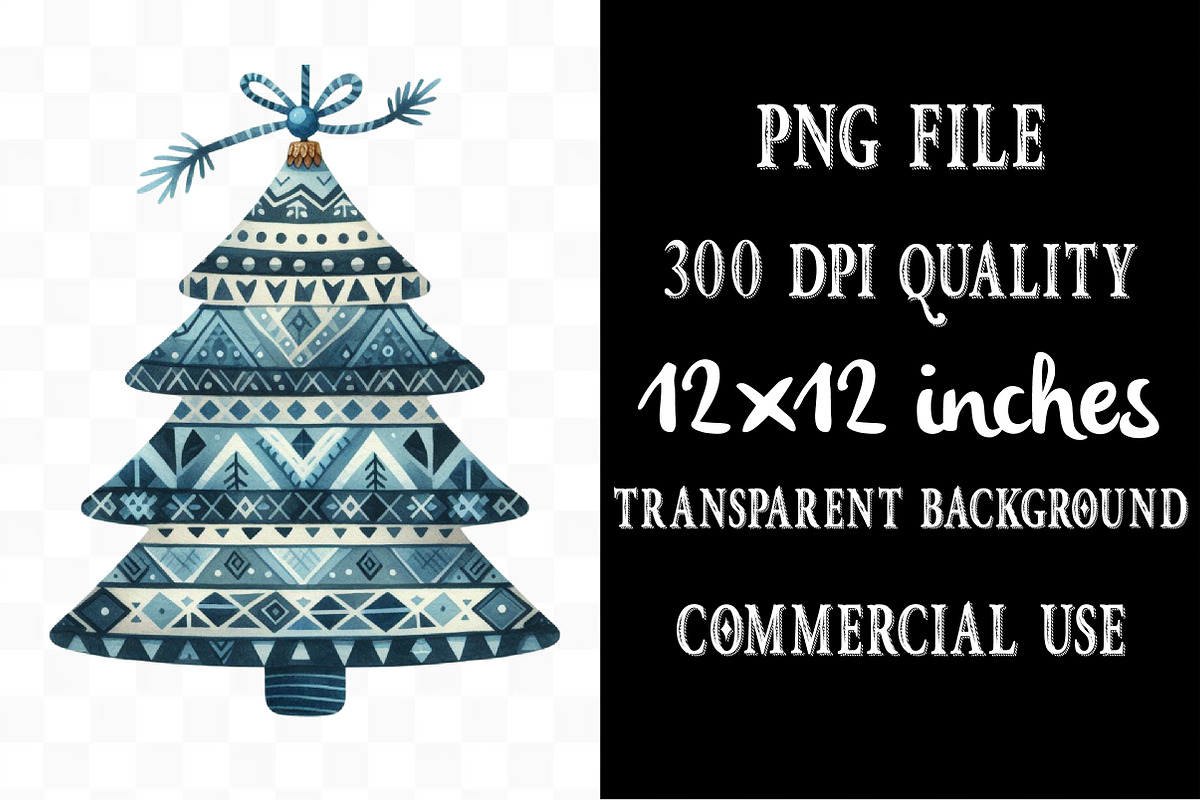 Scandinavian Blue Christmas Clipart, an Illustration by Designking (Photo 4 of 5)
