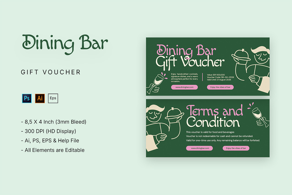 Dining Bar Gift Voucher, a Card Template by StreaksideStd (Photo 1 of 2)