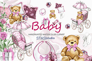 Baby Girl Watercolor Clipart