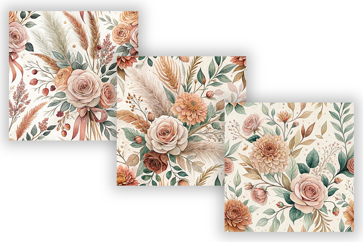 Autumn Wedding Floral Digital Paper, a Pattern Graphic by FloridPrintables (Photo 4 of 9)