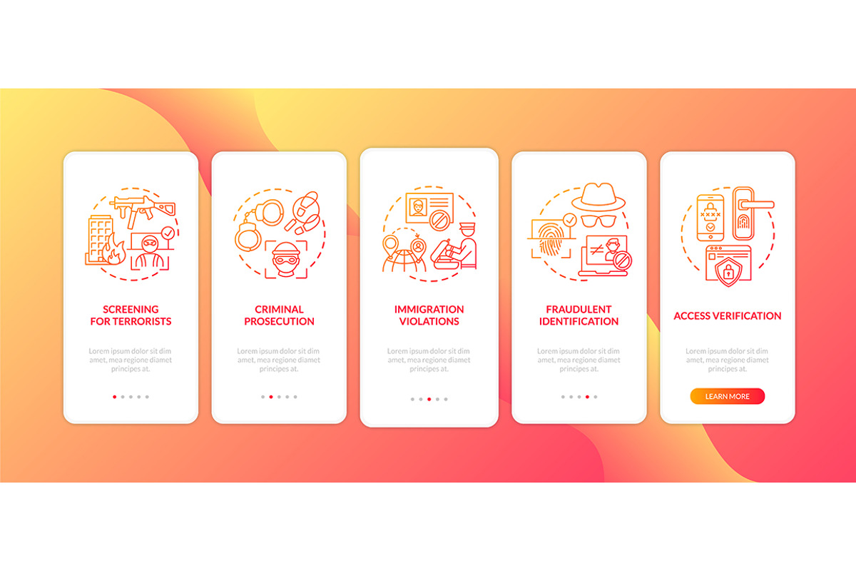 Biometrics usage mobile app pages, a Templates & Theme by IMG Visuals