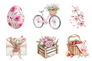 Watercolor Pink Spring Clipart, an Illustration by CreationArt (Thumbnail 5 of 5)