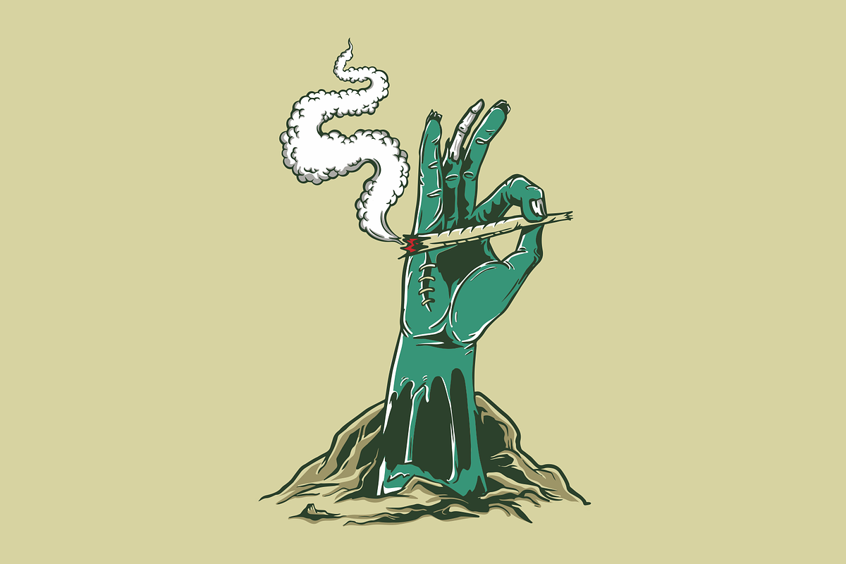 Marijuana in Zombie's Hand, a Healthcare Illustration by Mangustudio (Photo 1 of 3)