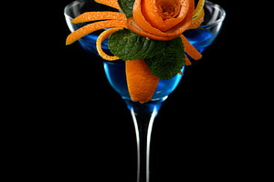 Art in orange- cocktail Blue lagoon, a Food & Drink Photo by Apolonia