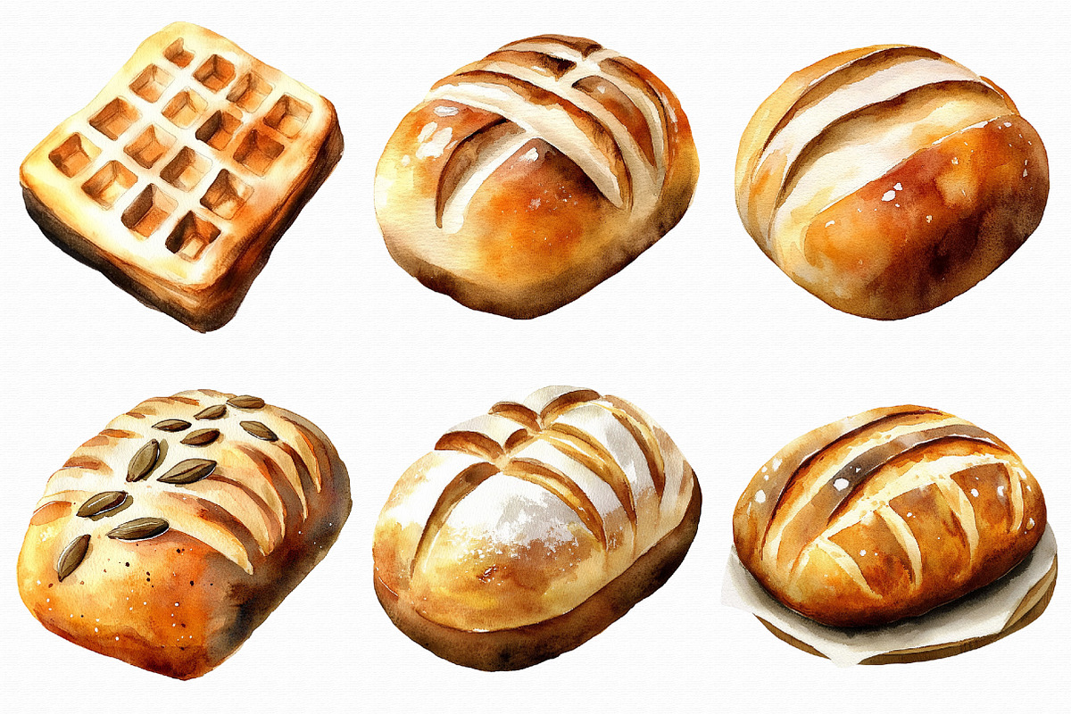 Watercolor Baker's Bread Clipart, an Illustration by Libby Wishes (Photo 6 of 7)