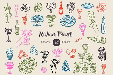 Whimsical Italian Feast, an Object Graphic by AnnArt
