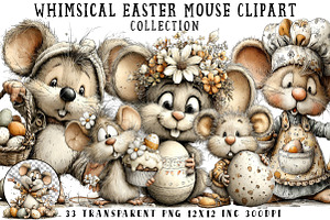 Whimsical Easter Mouse Clipart, an Illustration by OK Design