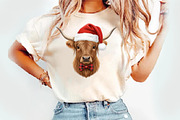 Christmas Coquette Highland Cow png, an Illustration by Watercolor design (Thumbnail 3 of 5)