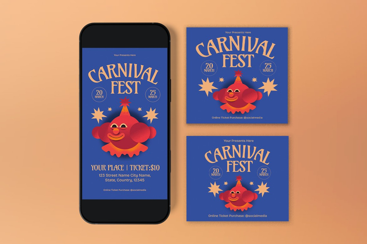 Blue Quirky Carnivals Flyer Set, a Flyer Template by graphicook (Photo 3 of 3)