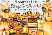 Watercolor Honey Bee Clip Art, an Illustration by Libby Wishes (Thumbnail 1 of 7)