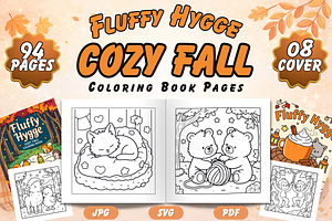 Fluffy Hygge Cozy Fall Coloring Book, an Animal Illustration by Neon Studio