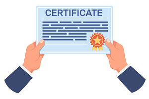 Businessman holds certificate in his, a Person Illustration by Vectorbuum