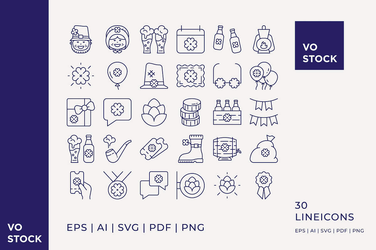 30 St.Patrick's Day Icons, an Outline Icon by vo.stock (Photo 2 of 6)