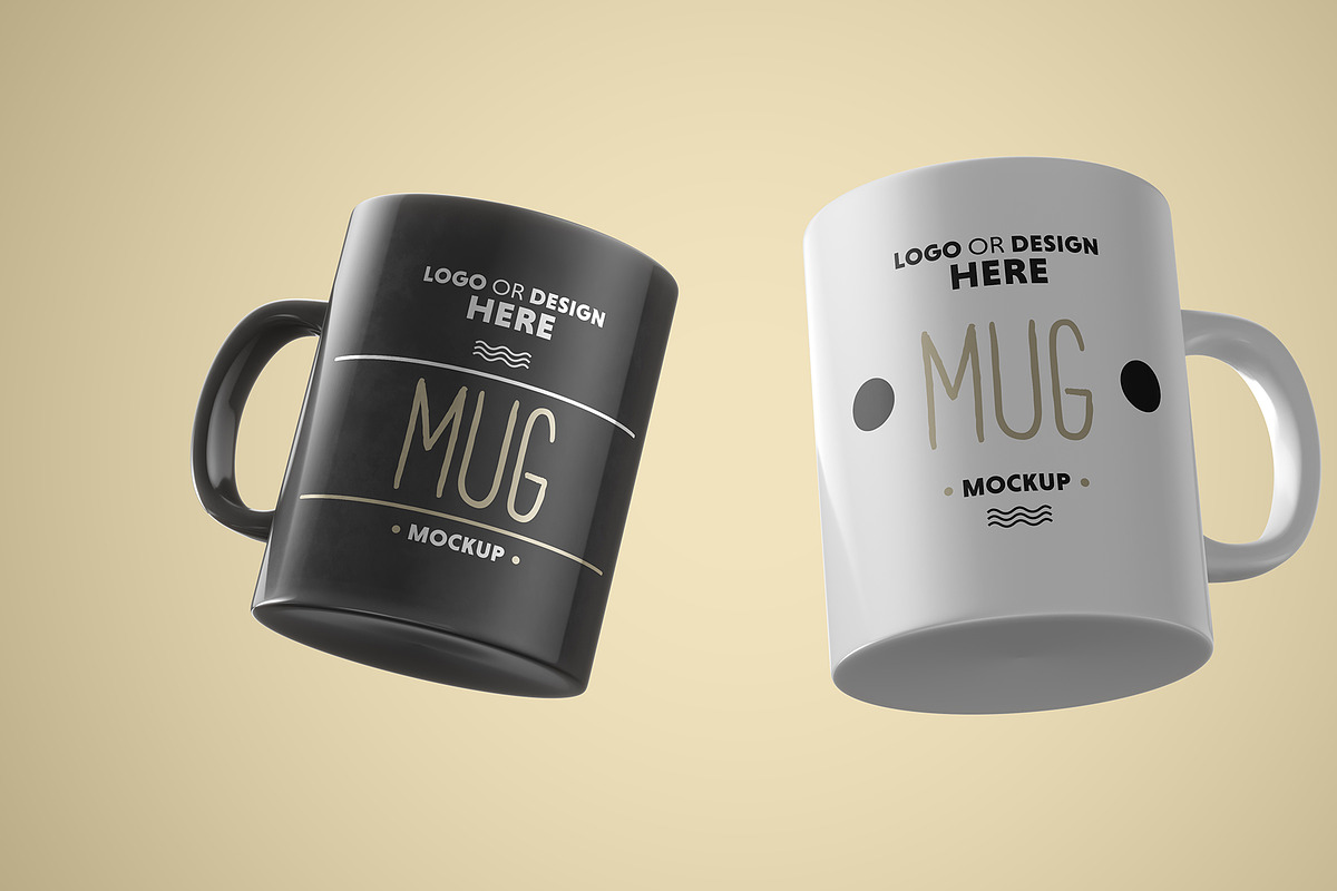 Black and White Ceramic Mug Mockup, a Cups & Container Mockup by imonedesign