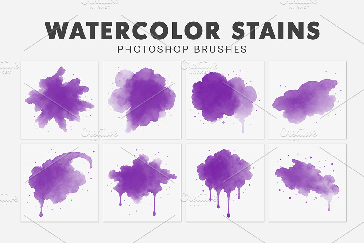 25 Watercolor Stains Brushes, a Brush Add-On by AB-TheDesigner (Photo 3 of 4)