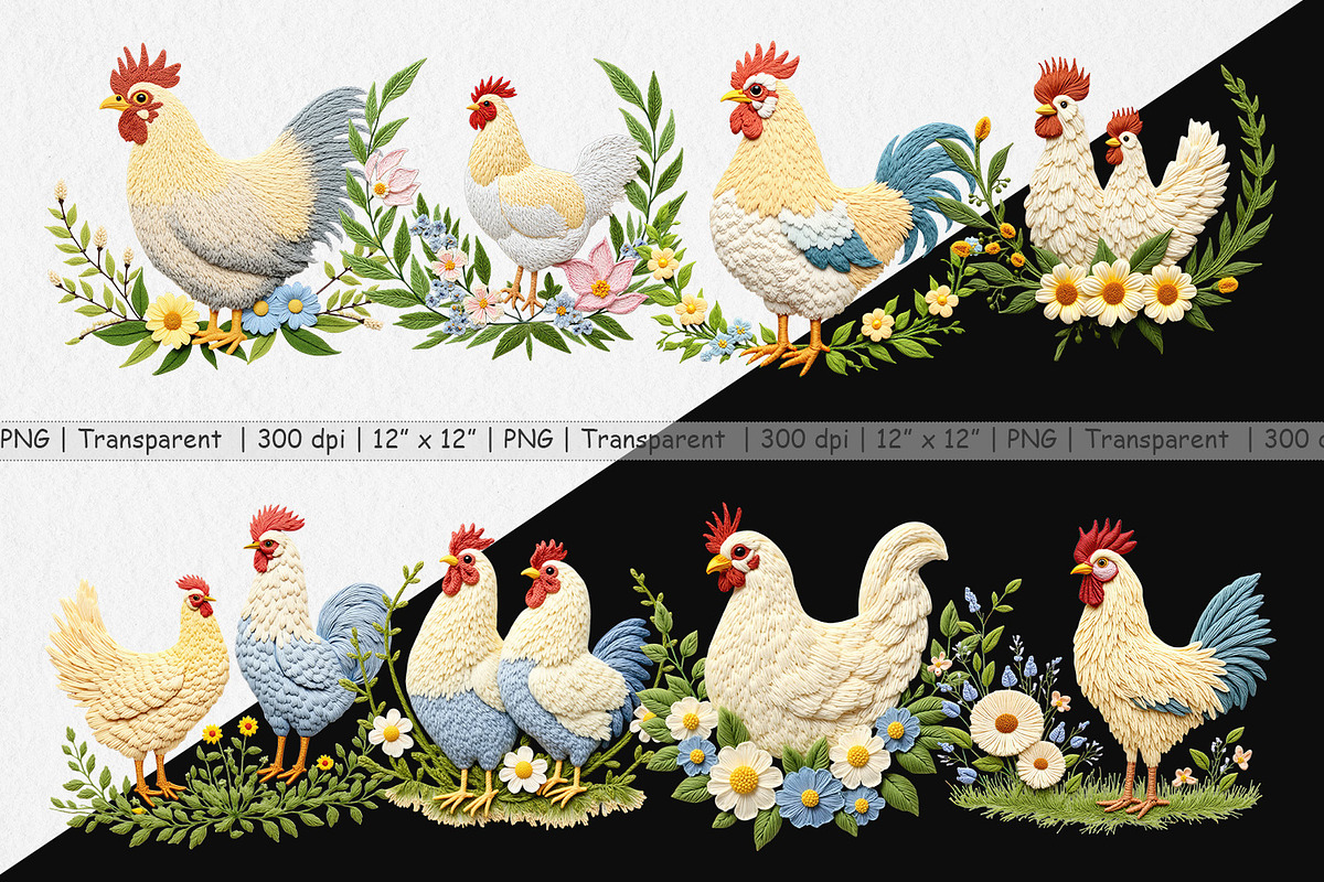 Chicken Embroidery Clipart, a Graphic by Artnoy (Photo 2 of 5)