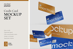 Flying Credit Cards Mockup Set