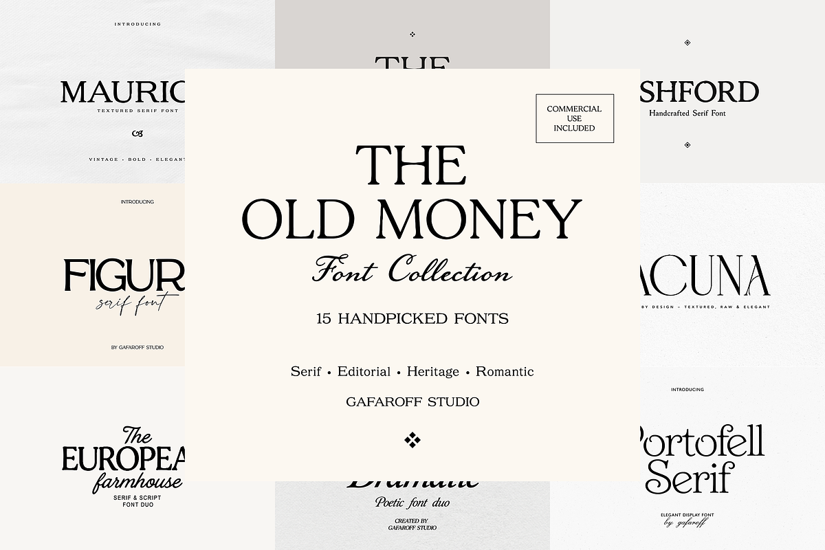 Old Money Luxury Font Collection, a Serif Font by gafaroff studio (Photo 1 of 19)