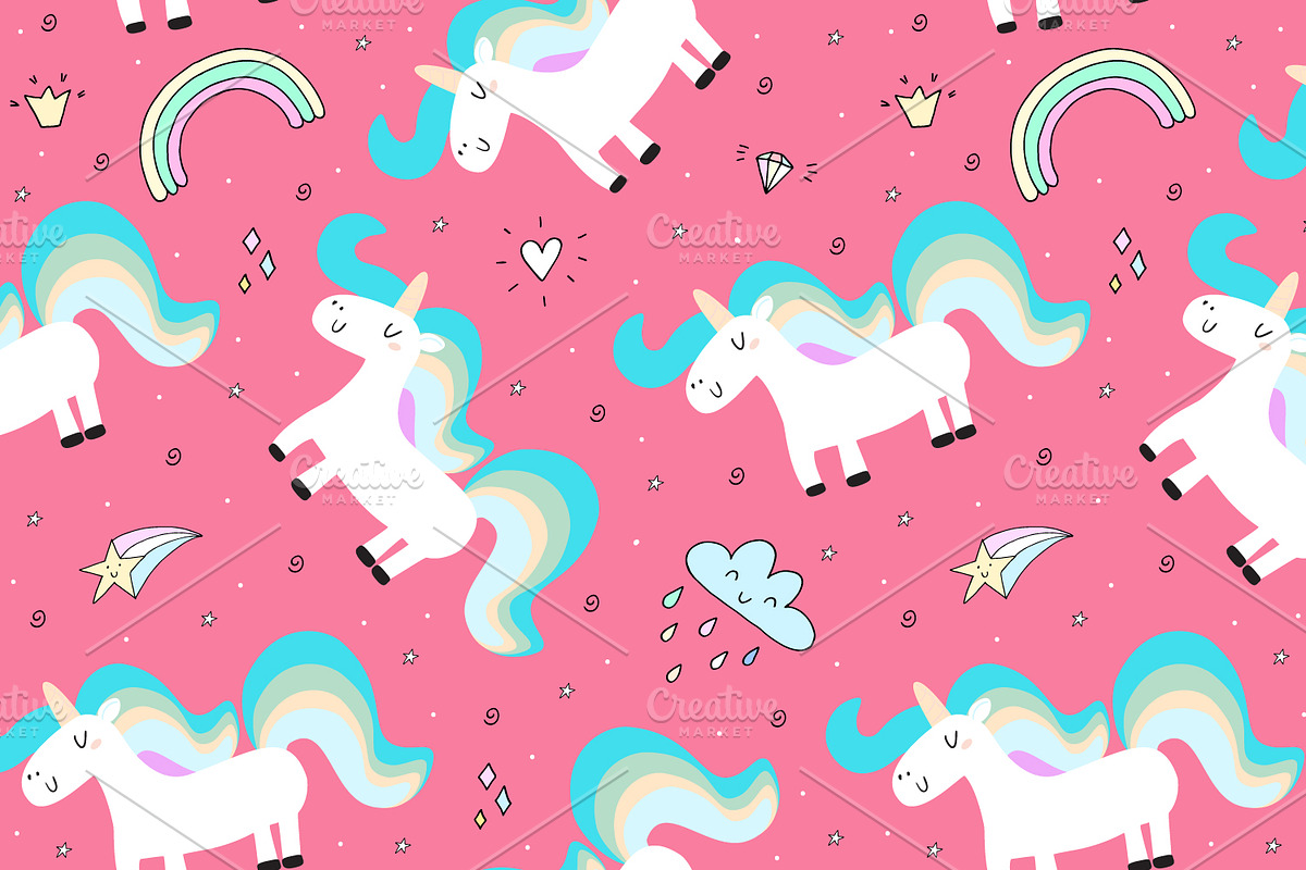 Cute unicorns patterns collection., a Pattern Graphic by Irene_Boiko_ART (Photo 7 of 22)