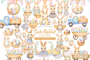 Watercolor Easter Bunny Clipart, an Illustration by MockupWizard (Thumbnail 1 of 5)