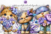 Whimsical Floral Cat Clipart Bundle, a Seasonal Illustration by Craft Nest (Thumbnail 1 of 12)