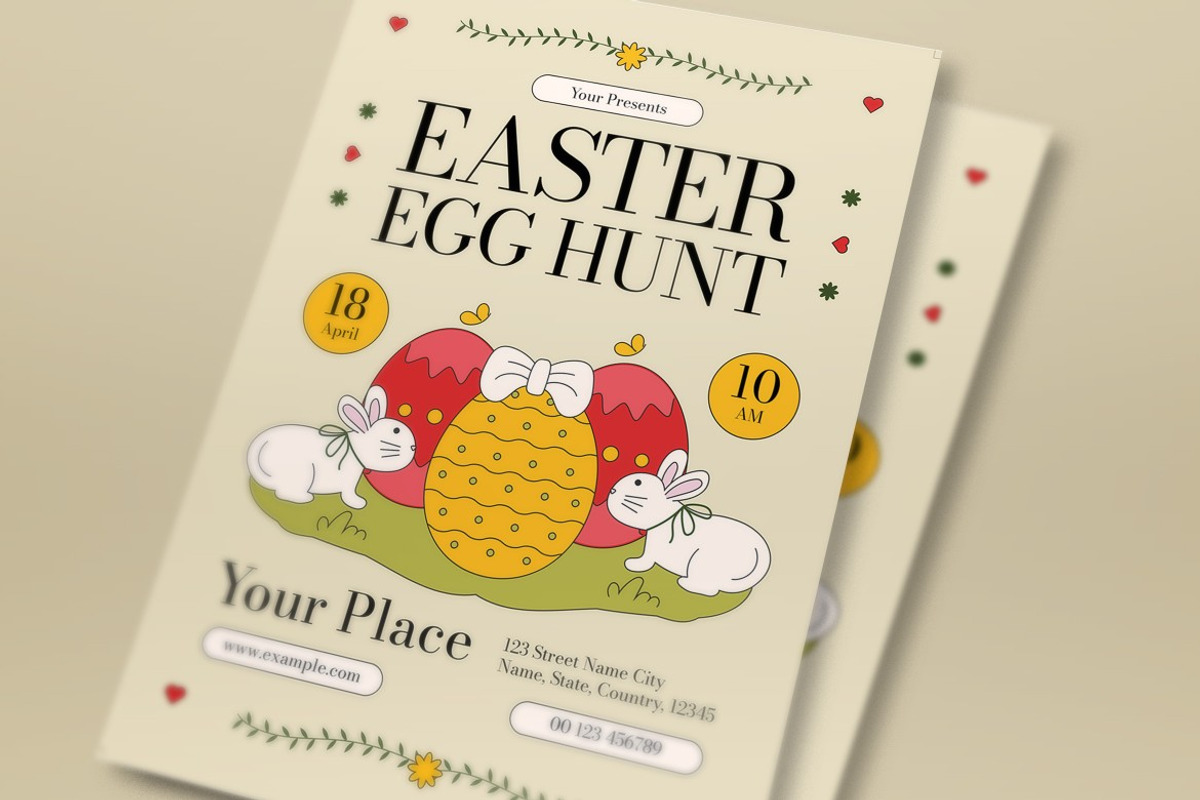 Cream Easter Egg Hunt Flyer Set, a Flyer Template by graphicook (Photo 2 of 3)