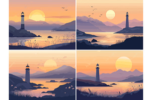 Lighthouse standing tall coastal, an Illustration by Onyx