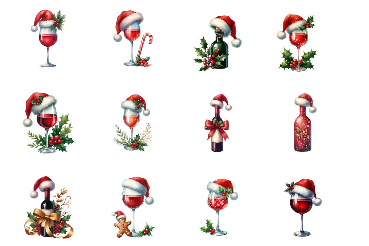 Christmas Red Wine  Clipart, an Illustration by Designworld (Photo 3 of 4)