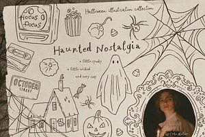 Haunted Nostalgia: Halloween Clipart, a Seasonal Illustration by Cute Atelier