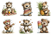 Whimsical Summer Teddy Bear Clipart, an Illustration by Dream Creation (Thumbnail 2 of 7)