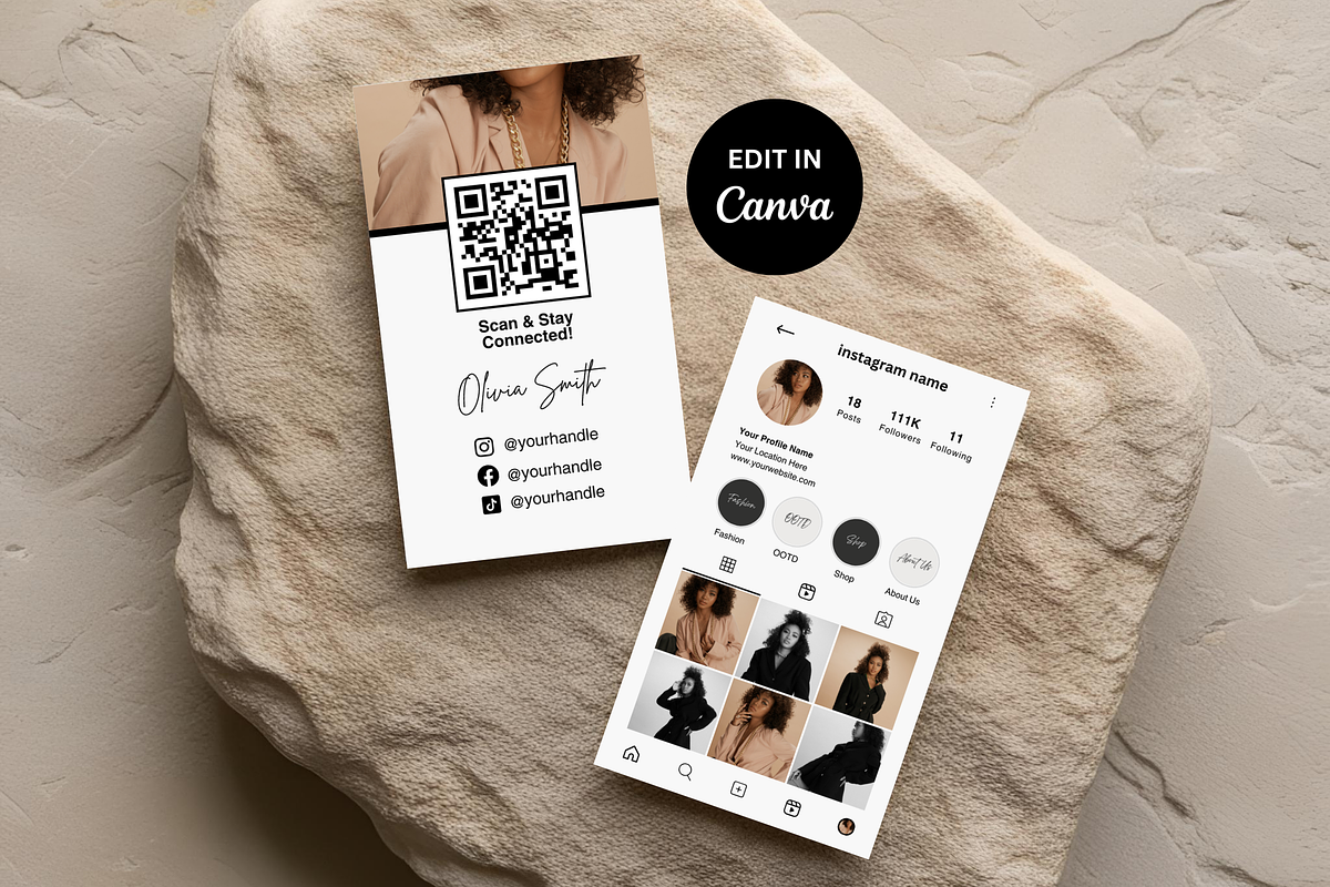Instagram Business Card Template, a Templates & Theme by TheBohoFactory (Photo 1 of 8)