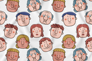 Cute Face People Seamless Pattern, a Pattern Graphic by MEDZ