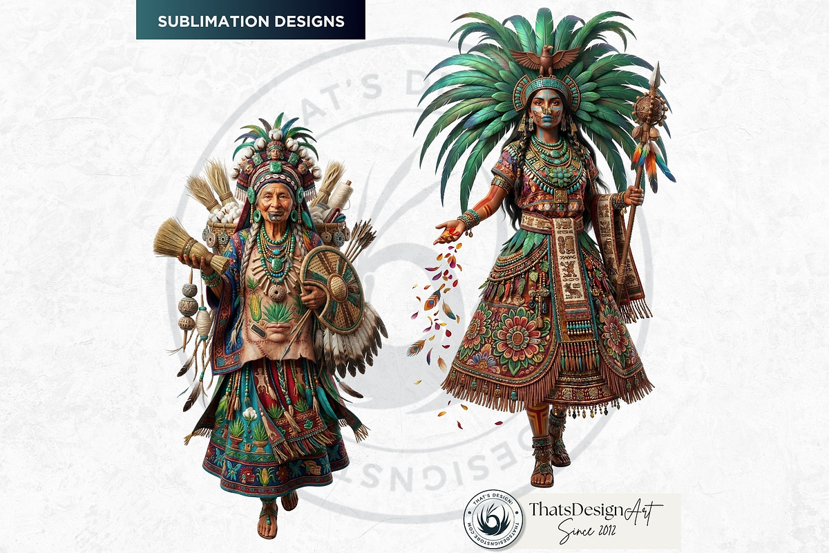 Aztec Deities Cliparts, a Person Illustration by ThatsDesignArt (Photo 9 of 15)