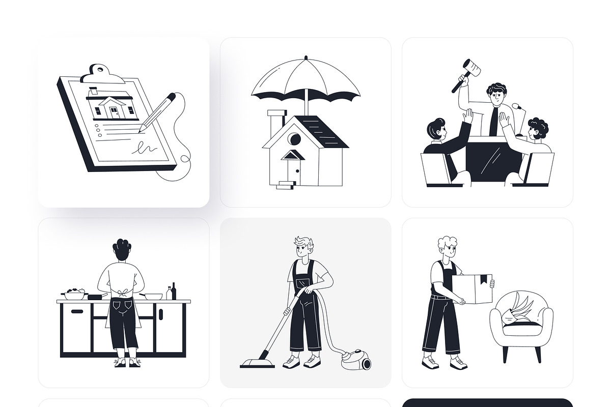 Home Owner Illustration Set, an Outline Icon by Vectors Market (Photo 9 of 10)