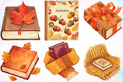 Watercolor Autumn Books Clipart PNG, a Seasonal Illustration by Canvas Craft (Thumbnail 2 of 5)
