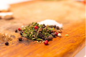 Macro photo of spices and seasonings, a Food & Drink Photo by Stockphoto by vzwer