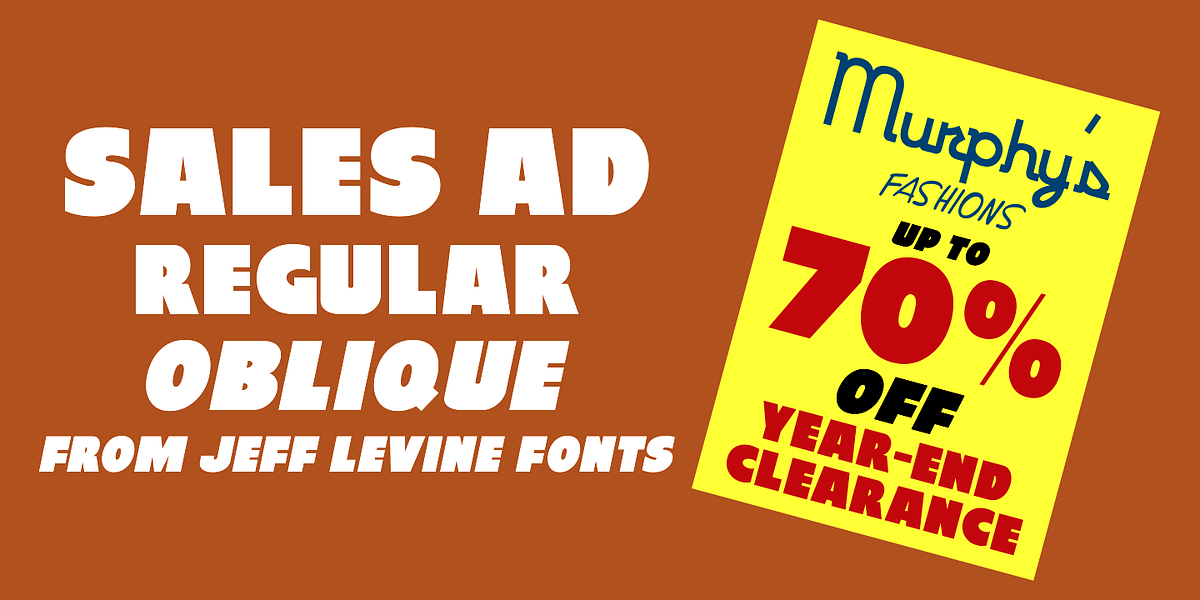 Sales Ad JNL, a Sans Serif Font by Jeff Levine Fonts (Photo 1 of 5)