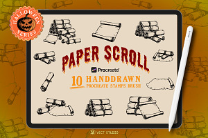 10 Paper Scroll Stamp Brushes