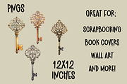 Vintage Skeleton Key Clipart, an Object Illustration by Dreamy Little Graphics (Thumbnail 2 of 4)