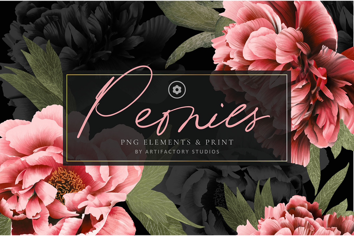 Peonies PNG Elements & Pattern, a Pattern Graphic by Artifactory Studios (Photo 1 of 7)