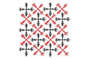 Viking Black Red Vegvisir Pattern